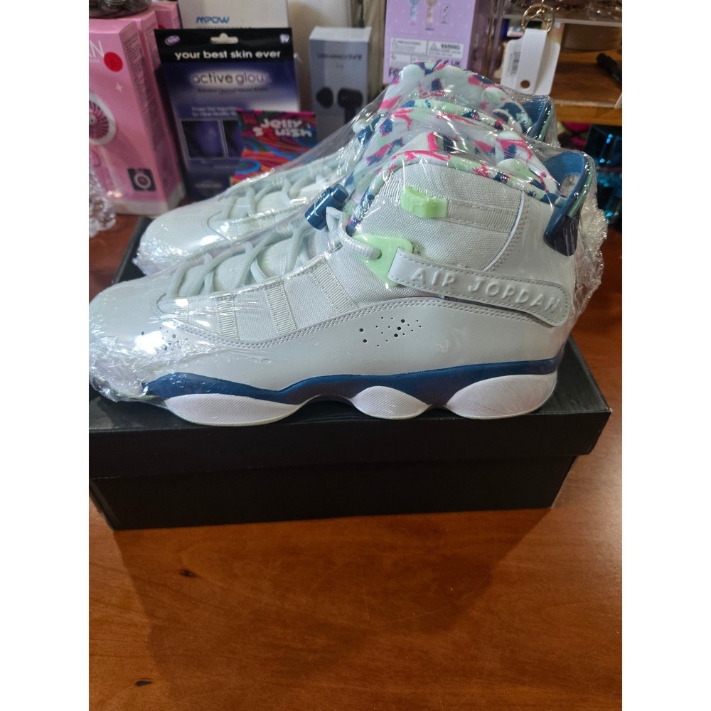 Jordan 6 Rings GS Barely Grey Green Abyss White 323399-003 Size 8.5Y